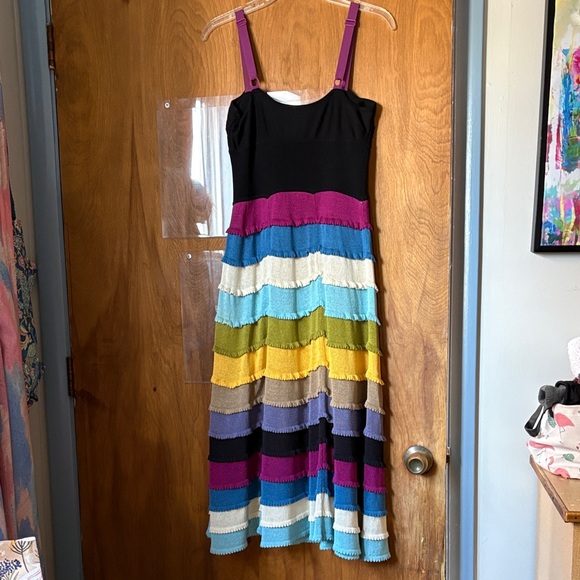 Catherine Malandrino Black and Multicolor Striped Midi Dress - Picture 7 of 7